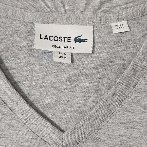 Lacoste Mens Short Sleeve Caviar Croc Regular Fit V Neck T-Shirt Basic Tee Sz M - Picture 3 of 10